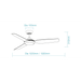 Martec Viper DC 52″ 4 Blade Smart Ceiling Fan With WIFI Remote Control + LED Light - Matt Black - Technical Drawing
