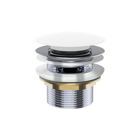 Fienza Universal Pull-Out/Pop-Up Brass Cap Bath Waste with Overflow - White Matte