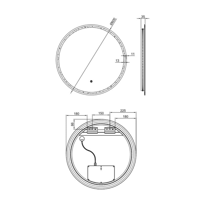 Remer Sphere LED Mirror & Light Colour Switch