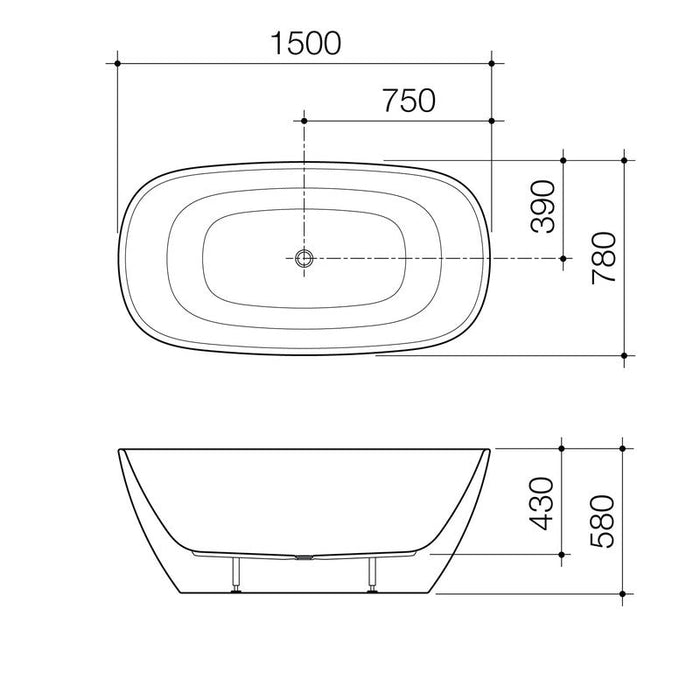 Caroma Contura II 1500mm Freestanding Bath - Matte Clay