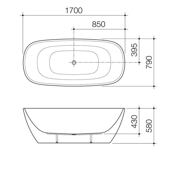 Caroma Contura II 1700mm Freestanding Bath - Matte Clay