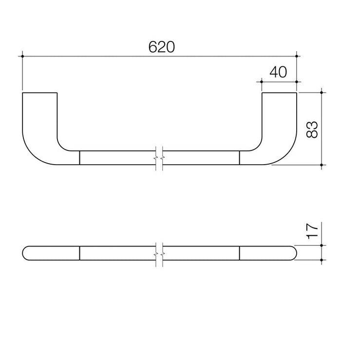 Caroma Contura II 620mm Single Towel Rail - Chrome
