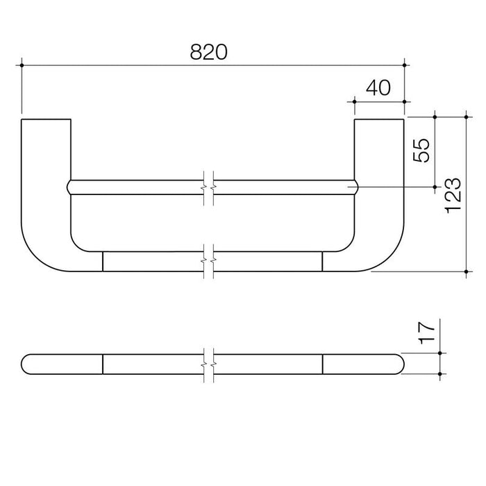 Caroma Contura II 820mm Double Towel Rail - Matte Black