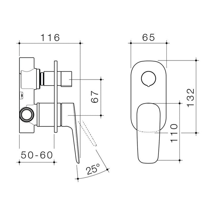 Caroma Contura II Bath/Shower Mixer with Diverter - Brushed Nickel