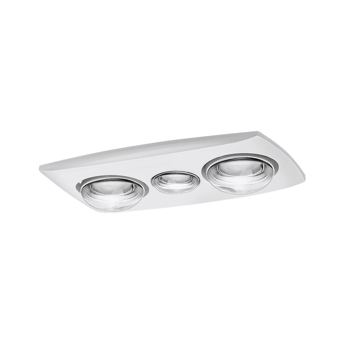 Martec Contour 2 3-in-1  Bathroom Heater with 2 Heat Lamps, Exhaust Fan and LED Light - White