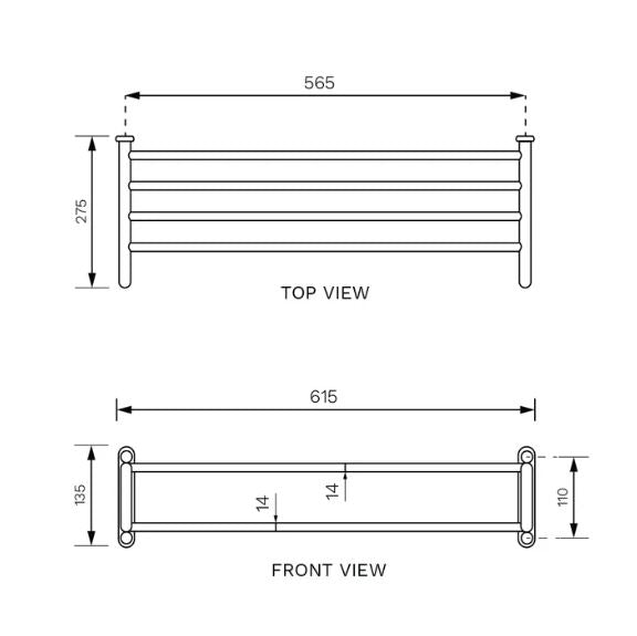 Parisi Hermitage Towel Rack 615mm - Chrome