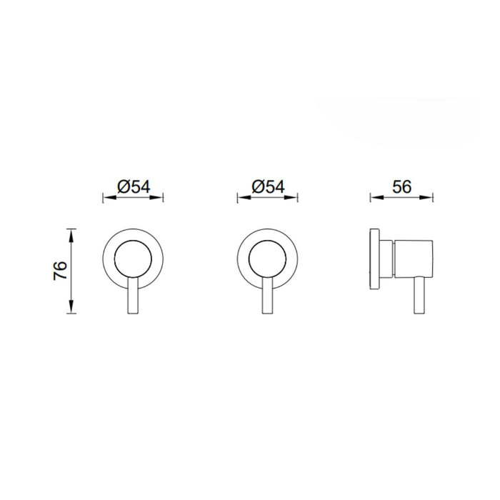 Abey Gareth Ashton Lucia Wall Top Assemblies - Chrome