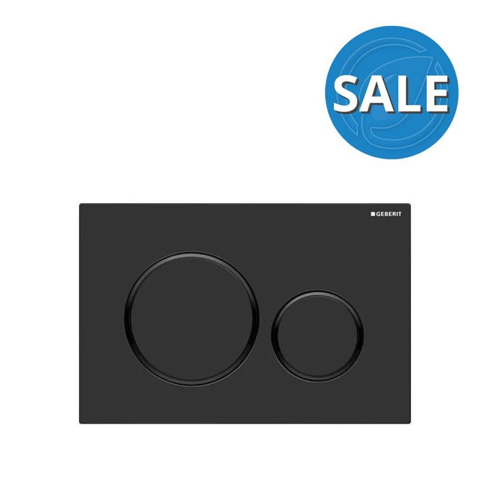 Geberit Sigma 20 Black Matt Dual Flush Plate - Black Rings