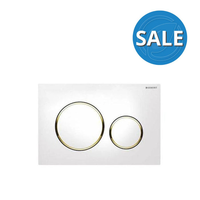 Geberit Sigma 20 White Dual Flush Plate -  Gold Rings