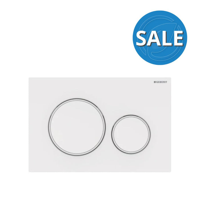 Geberit Sigma 20 White Gloss Dual Flush Plate - White Matt Rings