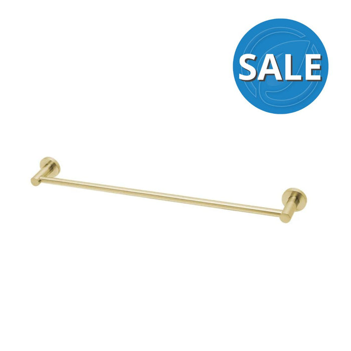 Phoenix Radii Single Towel Rail 600mm Round Plate - Brushed Gold