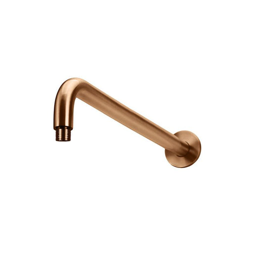 Meir Round Wall Shower Curved Arm 400mm - Lustre Bronze-blue-leaf-bathware