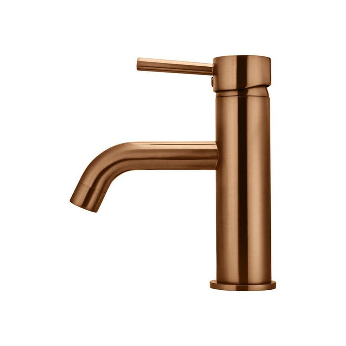 Meir Round Basin Mixer Curved - Lustre Bronze-blue-leaf-bathware