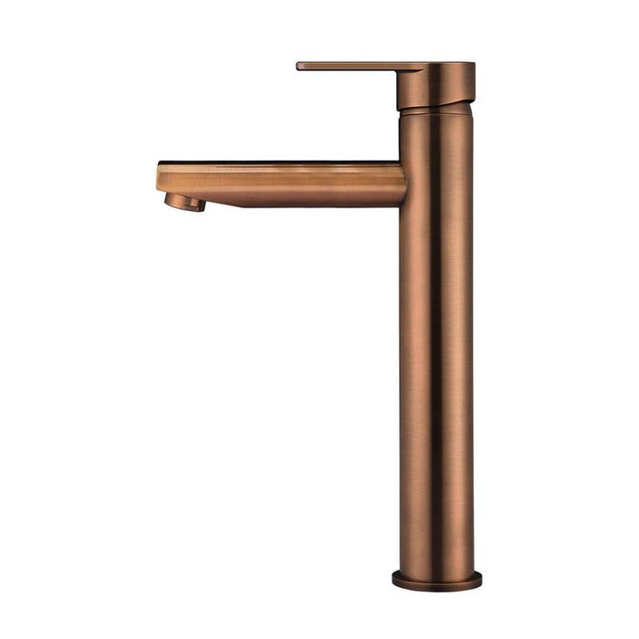 Meir Round Paddle Tall Basin Mixer - Lustre Bronze-blue-leaf-bathware