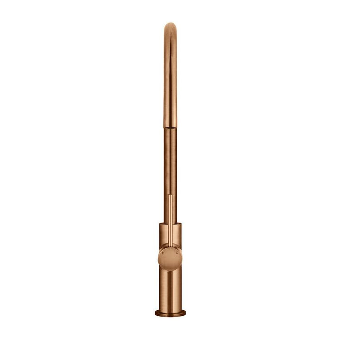 Meir Round Piccola Pull Out Kitchen Mixer Tap - Lustre Bronze-blue-leaf-bathware