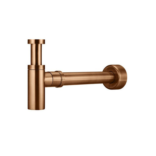 Meir Round Bottle Trap for 32mm basin waste and 40mm outlet - Lustre Bronze-blue-leaf-bathware