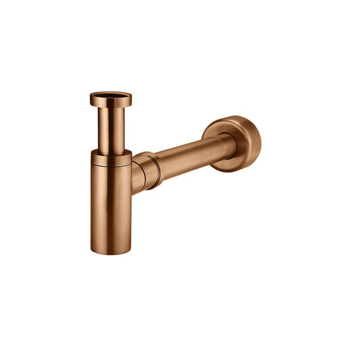 Meir Round Bottle Trap for 32mm basin waste and 40mm outlet - Lustre Bronze-blue-leaf-bathware