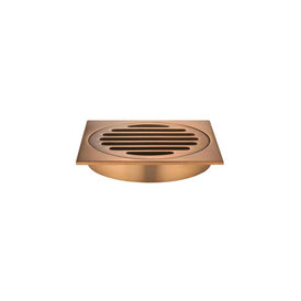 Meir Square Floor Grate Shower Drain 100mm outlet - Lustre Bronze-blue-leaf-bathware