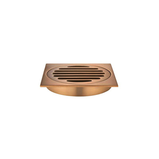 Meir Square Floor Grate Shower Drain 100mm outlet - Lustre Bronze-blue-leaf-bathware