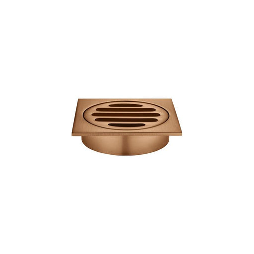 Meir Square Floor Grate Shower Drain 80mm outlet - Lustre Bronze-blue-leaf-bathware