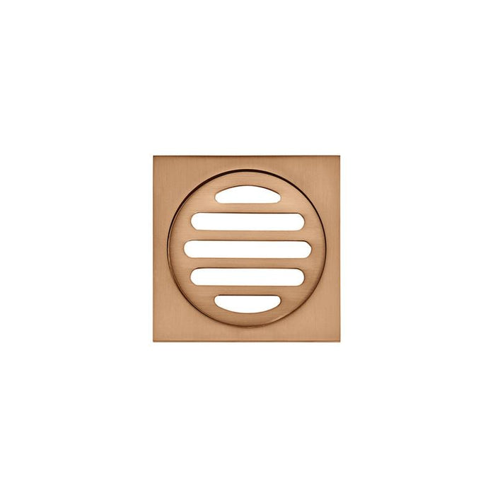 Meir Square Floor Grate Shower Drain 80mm outlet - Lustre Bronze-blue-leaf-bathware
