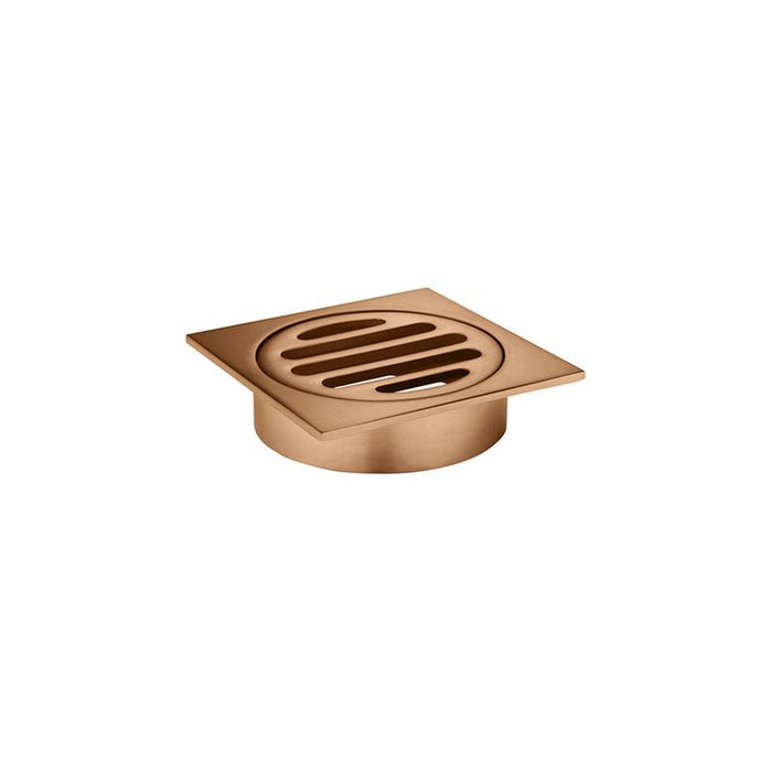 Meir Square Floor Grate Shower Drain 80mm outlet - Lustre Bronze-blue-leaf-bathware