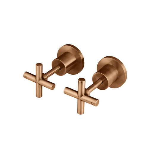 Meir Round Cross Handle Jumper Valve Wall Top Assemblies - Lustre Bronze-blue-leaf-bathware