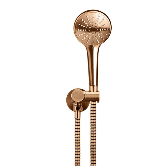 Meir Round Hand Shower on Swivel Bracket - Lustre Bronze-blue-leaf-bathware