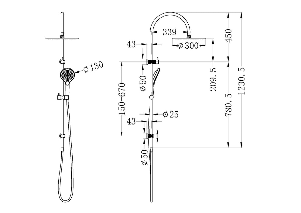 Nero Opal Twin Shower With Air Shower II - Brushed Nickel-NR251905HBN-blue-leaf-bathware