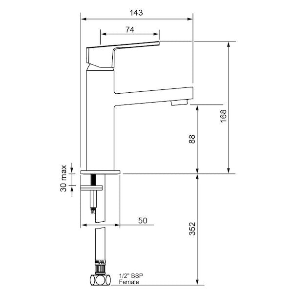 Methven Blaze Basin Mixer - Matte Black