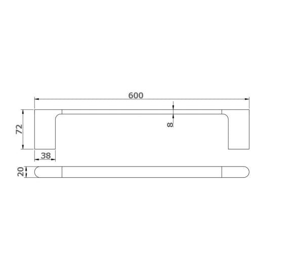 Kompakt Rund Single Towel Rail 600mm - Matte Black
