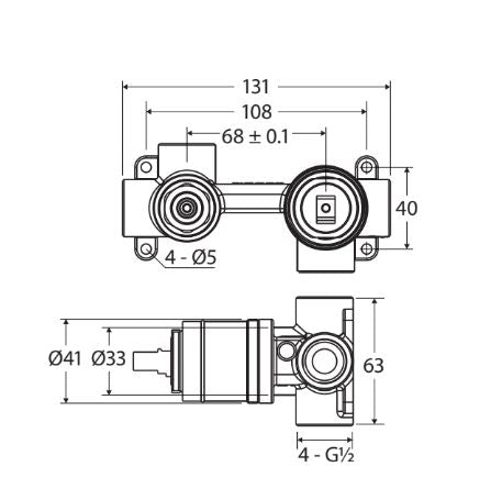 Fienza Quik-Switch Universal Wall Diverter Mixer Body, Horizontal