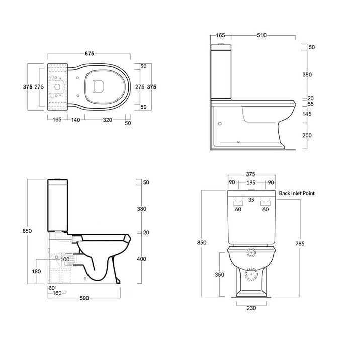 Turner Hastings Stafford Back to Wall Toilet Suite - Gloss White with Chrome Hinges