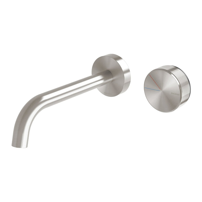 Phoenix Axia Wall Basin/Bath Curved Outlet Mixer Set 180mm  Brushed Nickel