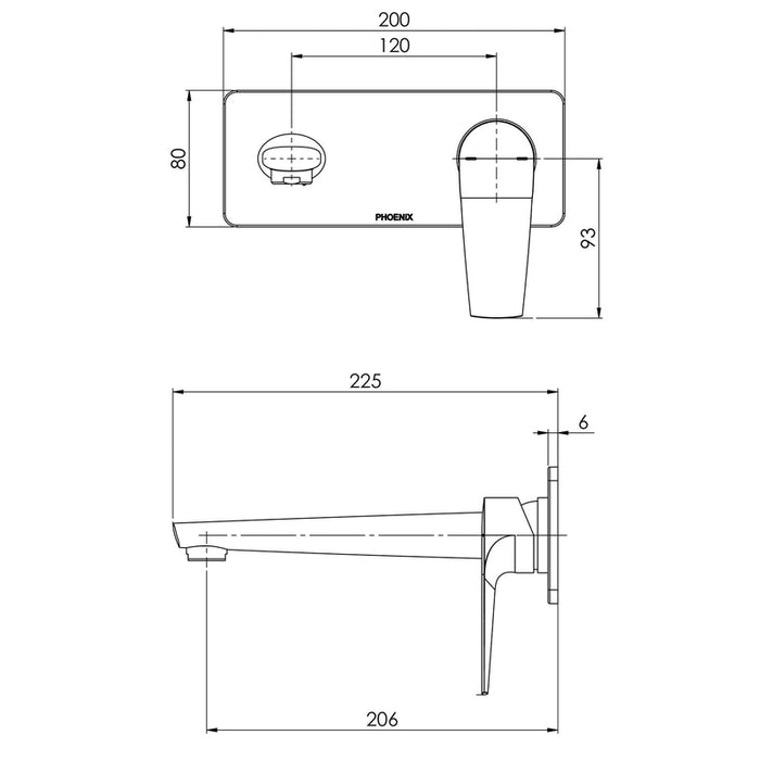 Phoenix Arlo Wall Basin / Bath Mixer Set 200mm Trim Kit Only - Brushed Nickel