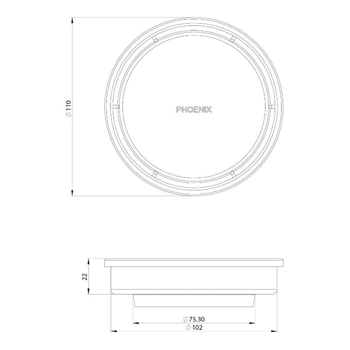 Phoenix Point Drain Round 100mm Outlet 76mm - Stainless Steel
