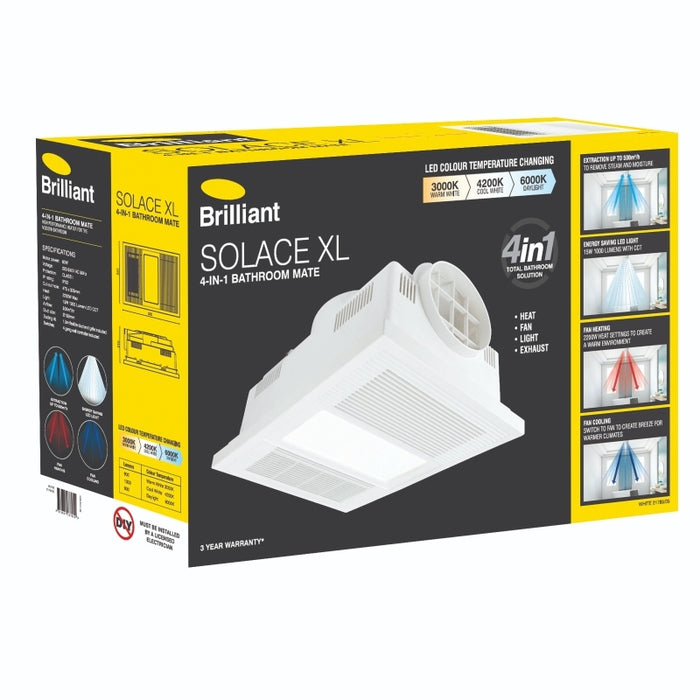 Brilliant Solace-XL 4-in-1 Bathroom Heater - Matt White