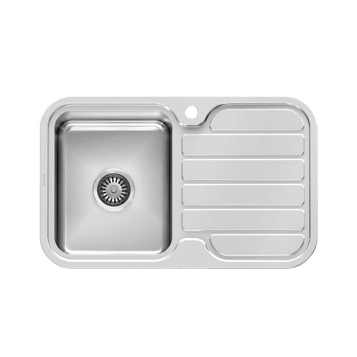 Phoenix 1000 Series Single Left Hand Bowl Sink with Drainer - Stainless Steel
