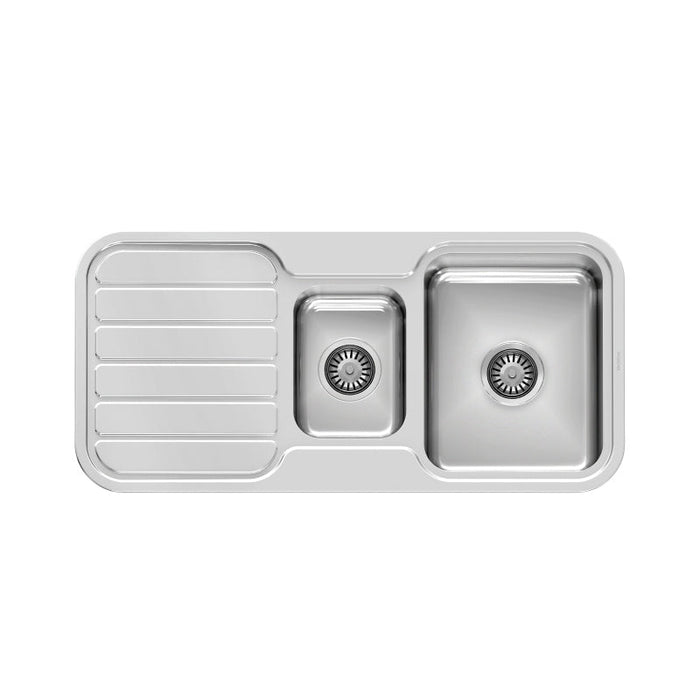 Phoenix 1000 Series 1 and 1/3 Right Hand Bowl Sink with Drainer - Stainless Steel
