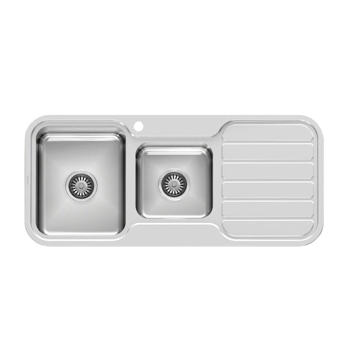 Phoenix 1000 Series 1 and 3/4 Left Hand Bowl Sink with Drainer - Stainless Steel