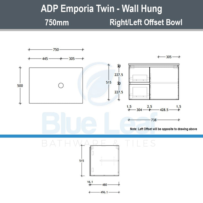 ADP Emporia Twin Wall Hung Vanity
