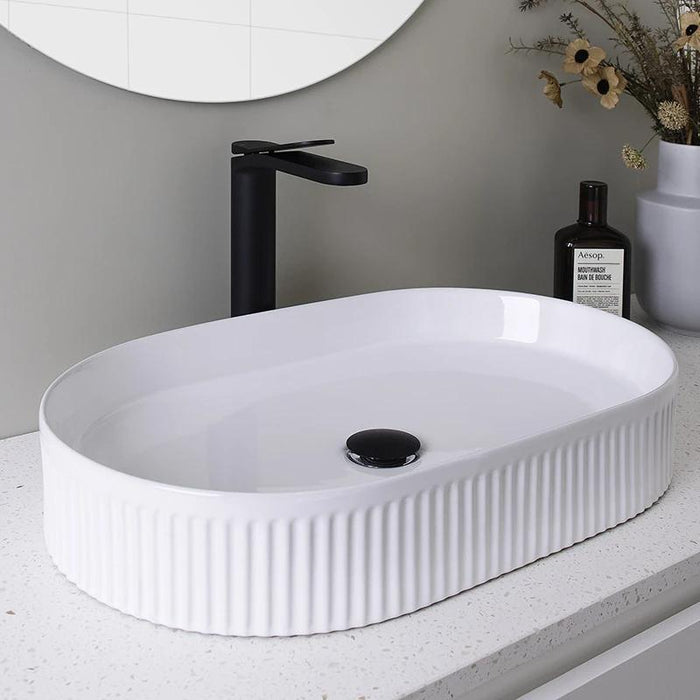 ADP Pill  Fluted Gloss White Ceramic Above Counter Basin