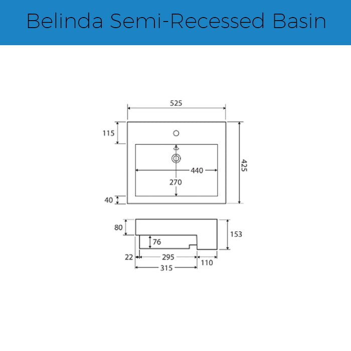 Fienza Belinda Semi-Recessed Basin
