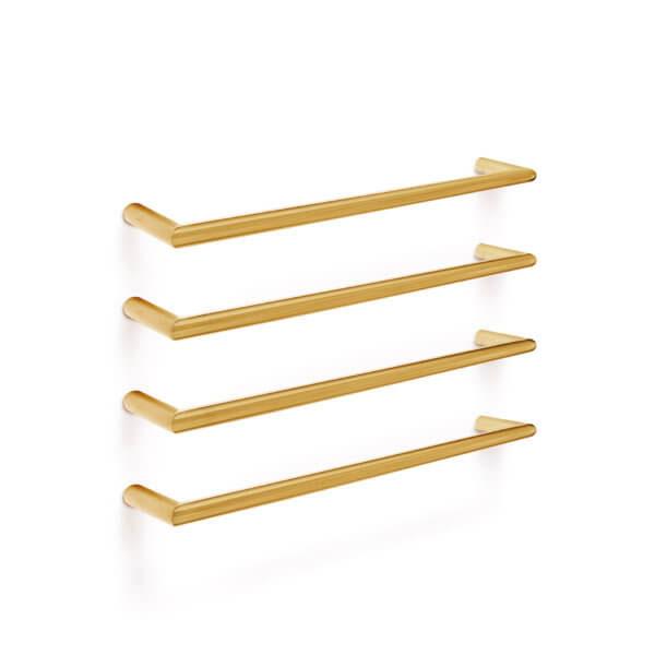 Forme Round Single Heated Towel Rail - Brushed Gold
