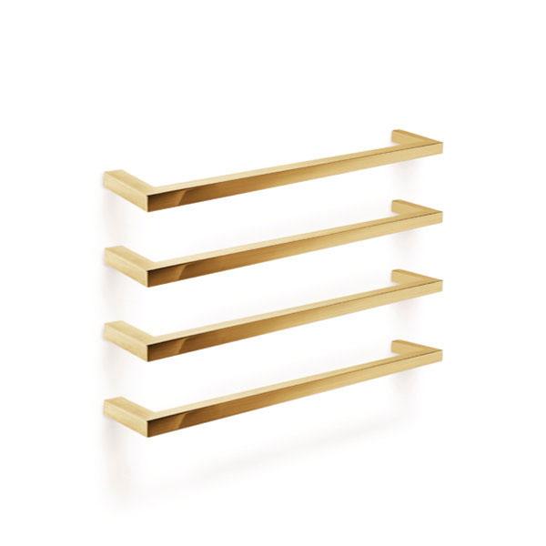 Forme Square Single Heated Towel Rail - Brushed Gold