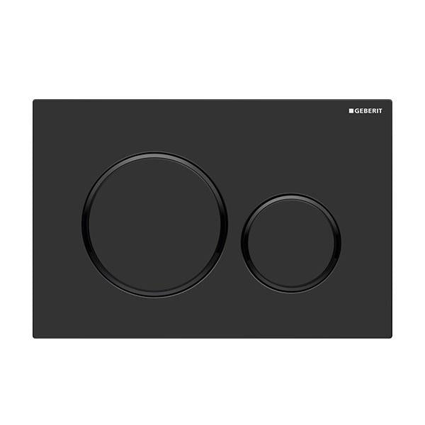 Geberit Sigma 20 Black Matt Dual Flush Plate - Black Rings