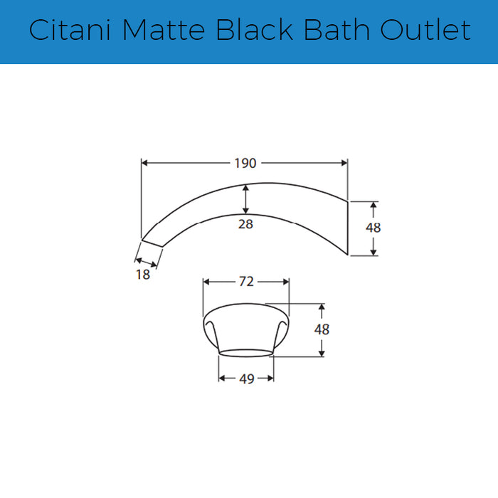 Fienza Citani Matte Black Bath Outlet