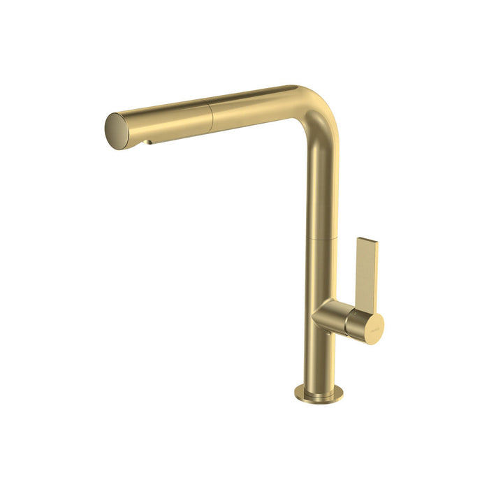 Parisi Ergo 30 Kitchen Mixer with Straight Spout and Pull Out Spray - Brushed Brass