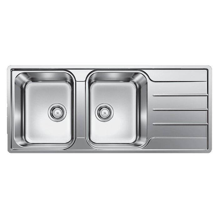 Blanco LEMIS 8 S-IF Double Bowl Inset/Flushmount Sink with Drainer - Left Hand Bowl