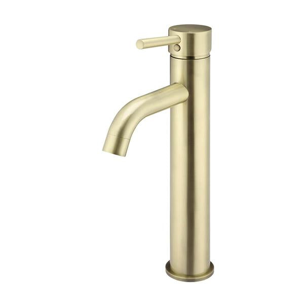 Meir Round Tall Basin Mixer Curved Spout - Tiger Bronze